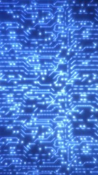 Abstract glowing blue circuit board pattern representing technology, data tra Stock Illustration