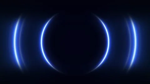 Abstract glowing blue circular light waves forming futuristic ring pattern .. Illustrazione stock