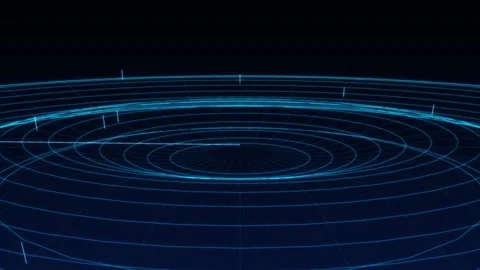 Abstract Glowing Blue Circular Lines Representing Digital Data Network Conn.. Stock Footage 346068226