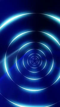 Abstract glowing blue concentric circles forming a futuristic tunnel effect Illustrazione stock