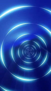 Abstract glowing blue concentric circles forming a futuristic tunnel effect Illustrazione stock