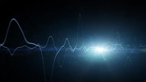Abstract glowing blue curve lines ocillation with dots loop motion backgroun Stock Footage 339714438