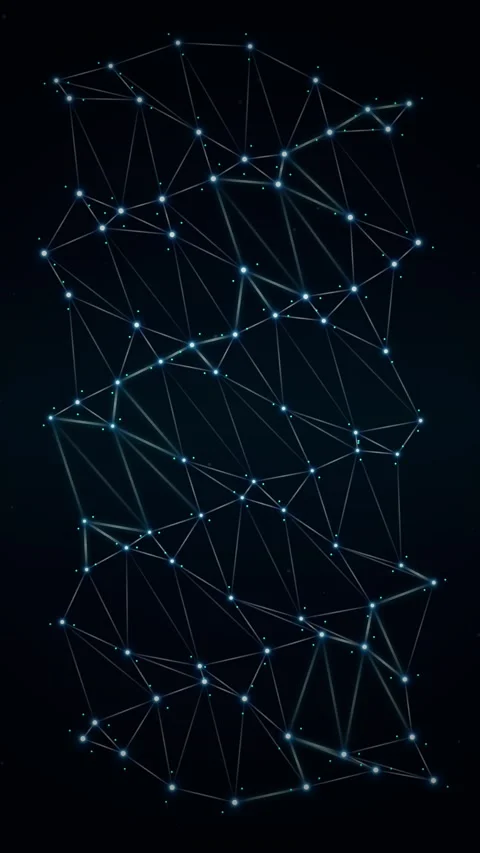 Abstract glowing blue data network grid background technology concept Stock Footage 345492119