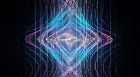 Abstract glowing blue diamond light behind glass pillars Stock Footage 331450516