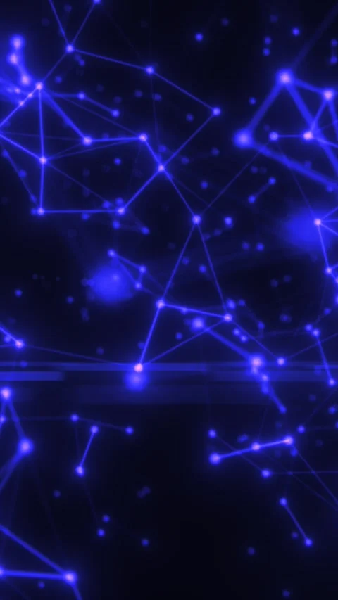 Abstract glowing blue digital network with connected nodes, symbolizing com.. Stock Footage 318232682