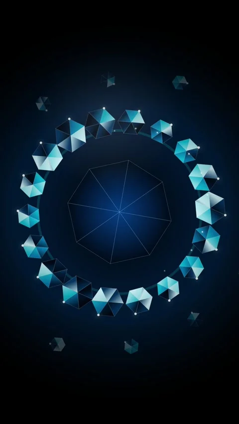 Abstract glowing blue digital network connecting geometric technological pa.. Stock Footage 344942289