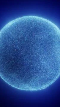 Abstract glowing blue digital sphere made of countless light particles, sym.. Stock Illustration