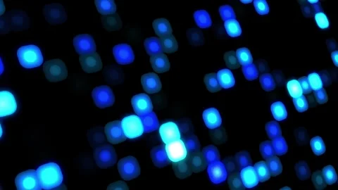 Abstract Glowing Blue Digital Square Grid Pattern Stock Footage 345659856