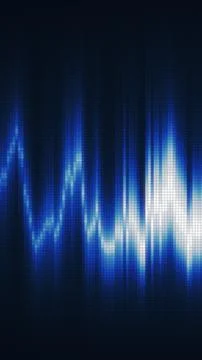 Abstract glowing blue digital wave pattern with illuminated pixel-like textur 写真素材