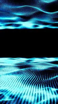 Abstract glowing blue digital waves made of dots and lines, symbolizing techn Illustrazione stock