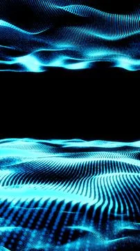 Abstract glowing blue digital waves made of dots and lines, symbolizing techn Illustrazione stock