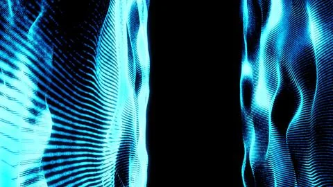 Abstract glowing blue digital waves made of dots and lines Stock Illustration