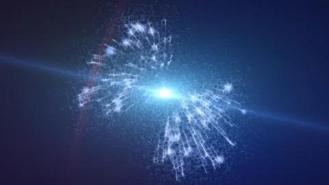 Abstract glowing blue energy explosion with digital light rays and electric t Stock Illustration