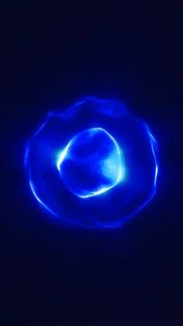 Abstract glowing blue energy ring with soft organic folds and an illuminate.. Illustrazione stock