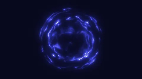 Abstract glowing blue energy vortex sphere with dynamic swirling light partic Stockillustratie