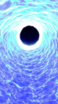 Abstract glowing blue energy vortex with bright central core and dynamic flui Stock Illustration