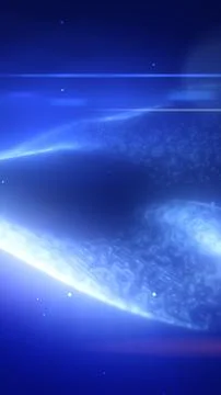 Abstract glowing blue energy waves forming a soft horizon, symbolizing futuri Illustrazione stock