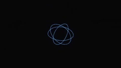 Abstract glowing blue geometric shape animating on black background Stock Footage 346658050