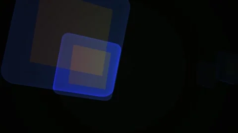 Abstract Glowing Blue Geometric Shapes Floating in Dark Space for Tech Visual Stock Footage 343686946