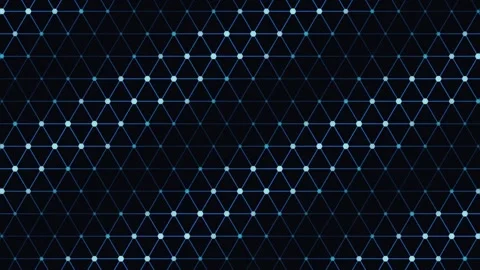 Abstract glowing blue geometric triangle grid pattern moving across dark digital Stock Footage 345315861