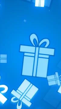 Abstract glowing blue gift box pattern with ribbons, symbolizing celebration, Stock Illustration