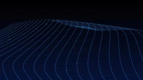 Abstract Glowing Blue Grid Lines Forming A Futuristic Digital Landscape Aga.. Illustrazione stock