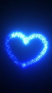 Abstract glowing blue heart shape made of sparkling particles on a dark bac.. Stock Illustration