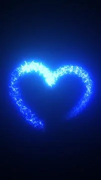 Abstract glowing blue heart shape made of sparkling particles on a dark bac.. Stock Illustration