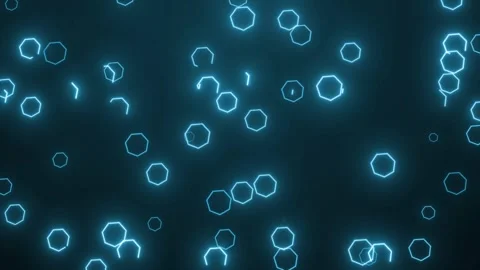 Abstract Glowing Blue Hexagon Particles Falling Loop Stock Footage 345012879