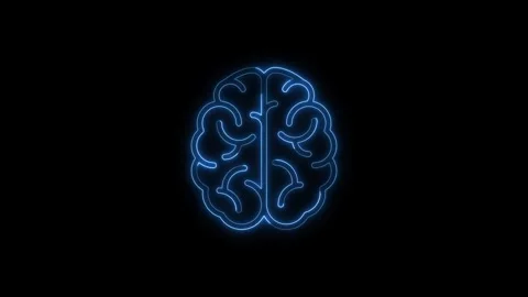 Abstract glowing blue human brain animation seamless loop, brain activity w.. Stock Footage 345549275