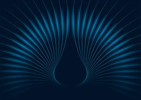 Abstract glowing blue laser rays with highlights on dark space background Illustrazione stock