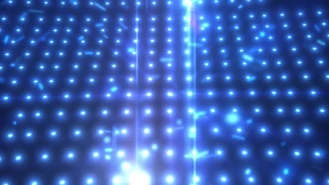 Abstract glowing blue LED grid lights creating a futuristic digital effect Stock Footage 314838650