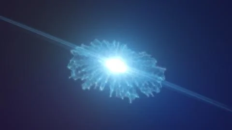 Abstract glowing blue light core emitting energy waves and electric texture i Stock Illustration