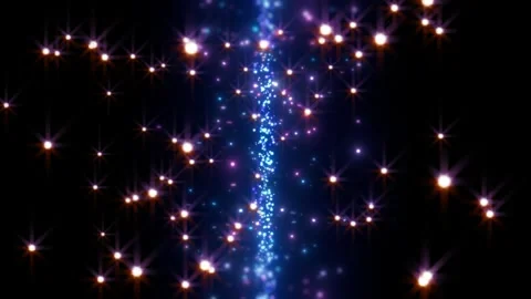 Abstract glowing blue light particles flowing through dark space with particles Stock Footage 345331195