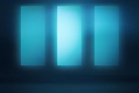 Abstract glowing blue light rectangle on dark background offering modern di.. Stock Photos