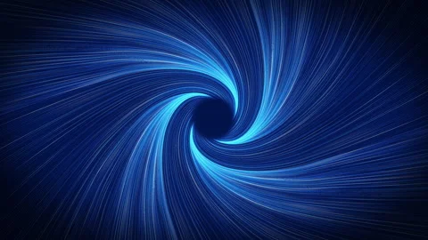 Abstract glowing blue light trails swirling into a vortex on a dark background. Stock Footage 316669374
