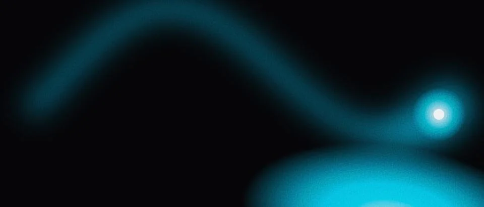 Abstract glowing blue light wave on a dark background. Curved luminous beam.. Stock Illustration