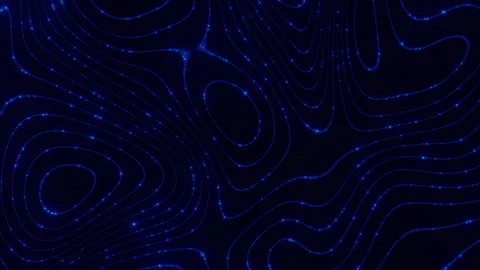 Abstract glowing blue lines with glitter effect on dark background Stock Footage 287008247