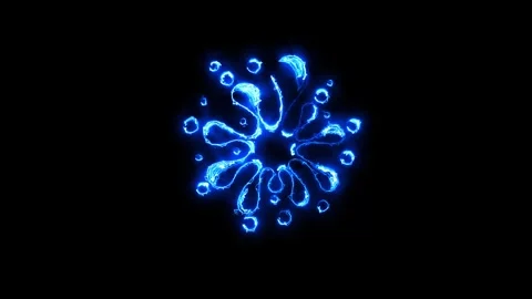 Abstract glowing blue liquid splash on black background Video stock 346845195
