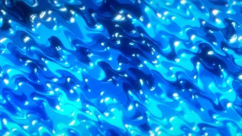 Abstract glowing blue liquid wave surface texture background Stock Illustration
