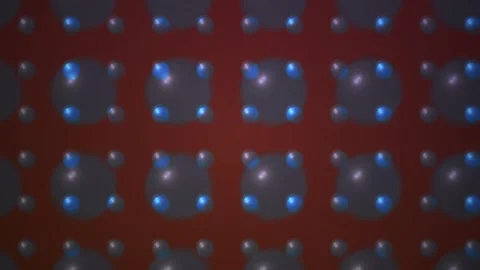 Abstract glowing blue molecular lattice structure moving on a dark red back.. Stock Footage 346329119