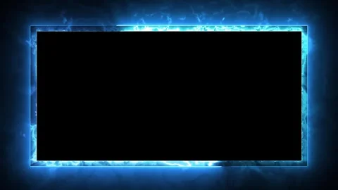 Abstract glowing blue neon rectangle border frame. 4k animated on black screen Video stock 311581482