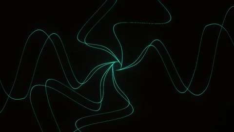 Abstract Glowing Blue Neon Wavy Lines on Black Background 库存影片 343095588