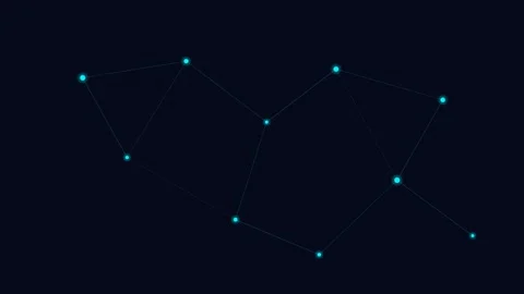 Abstract glowing blue network of connected nodes on a dark background Stock Footage 338309928