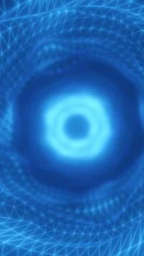 Abstract glowing blue network of lines and mesh forming a digital vortex or.. Stock Illustration