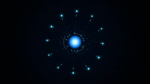 Abstract glowing blue network map connecting digital data nodes and futuris.. Stock Footage 344248655