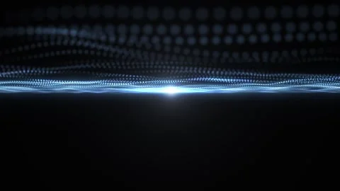 Abstract glowing blue particle wave on dark background Stock Footage 325371250