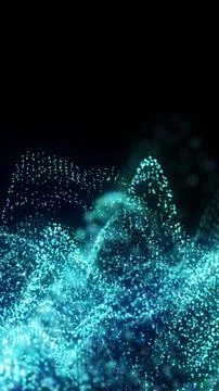 Abstract glowing blue particle wave on a dark background 스톡 일러스트