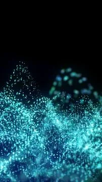 Abstract glowing blue particle wave on a dark background 스톡 일러스트