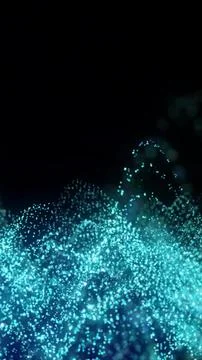 Abstract glowing blue particle wave on a dark background 스톡 일러스트